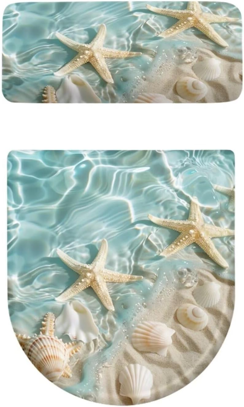 CREAMIC Starfish Shell Toilet Lid Cover and Toilet Tank Cover Soft Plush Seat Covers Tank Lip Covers Fits Most Toilet Tanks & Lids Bathroom Decoration Accessories - Image 5